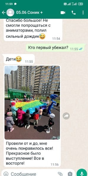 Отзыв аниматоры Ежики Соники на день рождения