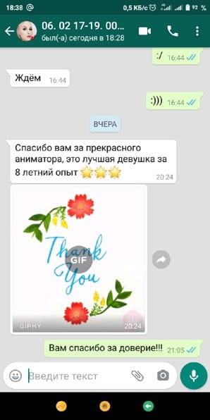 Отзыв аниматор на день рождения девочки