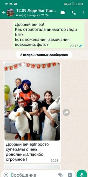 Отзыв на аниматора Леди Баг на день рождения девочки