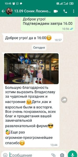 Отзыв на аниматора Ежик Соник на день рождения