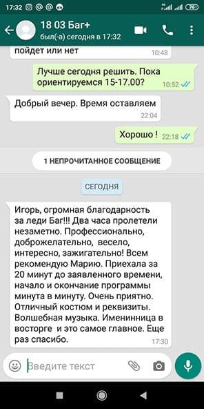 Отзыв об аниматоре Леди Баг на день рождения девочки 4 года