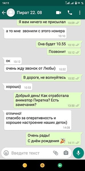 Отзыв аниматор Пиратка на день рождения