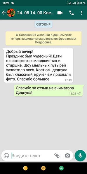 Отзыв об аниматоре Дэдпул на день рождения мальчика