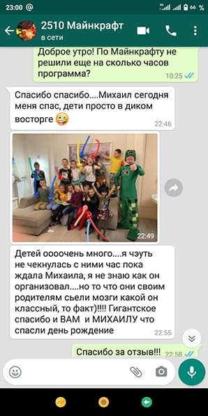 Отзыв аниматор Майнкрафт на день рождения